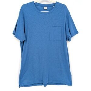 NN07 No Nationality Mens Aspen Slub Knit Pocket T-Shirt Blue Large Cotton Preppy